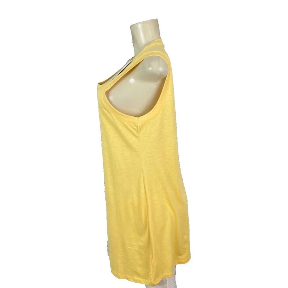 Hurley L Logo Yellow Floral Graphic Scoop Neck Lounge Sleeveless T-Shirt Dress - Picture 5 of 6